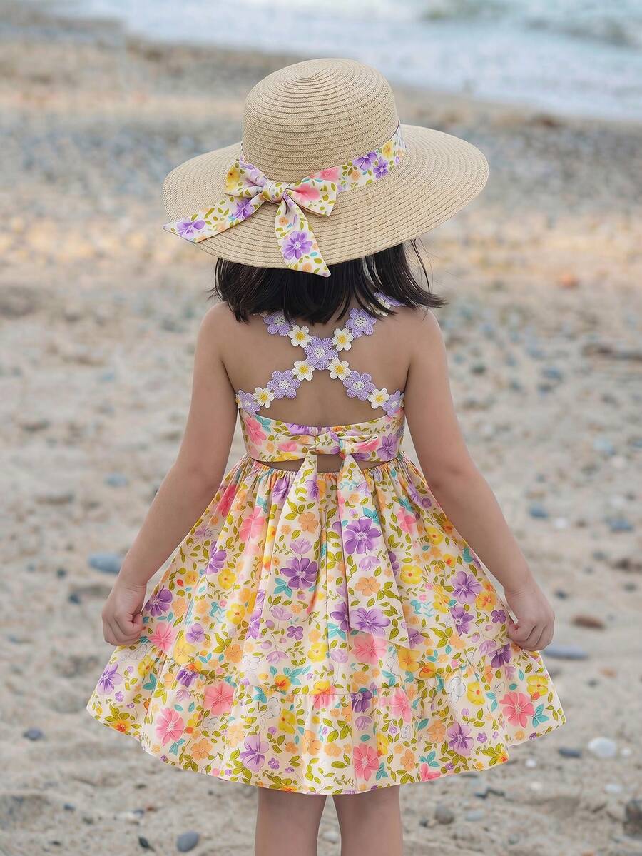 Emery Rose Kids Emery Rose Kids 少女碎花荷叶边度假连衣裙,女童碎花褶皱短裙,后背交叉花朵绑带和蝴蝶结,适合夏季,可作花童礼服、少女连衣裙、青少年碎花连衣裙、年轻女士连衣裙、碎花连衣裙。 - 紫色 - 查看 1