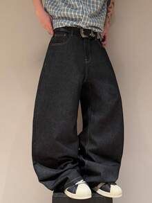 STEELVANCE Quần jean denim nam thường ngày, kiểu dáng casual, với họa tiết thêu bóng. - màu đen - Xem 6