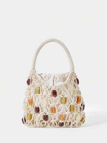 SHECARRY Ladies' Handbag, White, Fashionable, Elegant, Vacation, Party - Beige - View 7