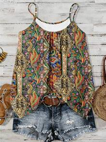 EMERY ROSE Áo kiểu vest dành cho nữ cỡ lớn, áo thun in họa tiết Emory Rothpelsley, áo mùa hè thường ngày. - Nhiều màu - Xem 1