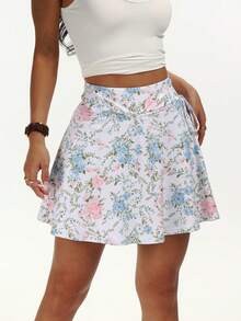 SHEIN Sovereign Charm Women's Floral Print High Waist Casual Fitness Sports Skorts - Multicolor - View 5