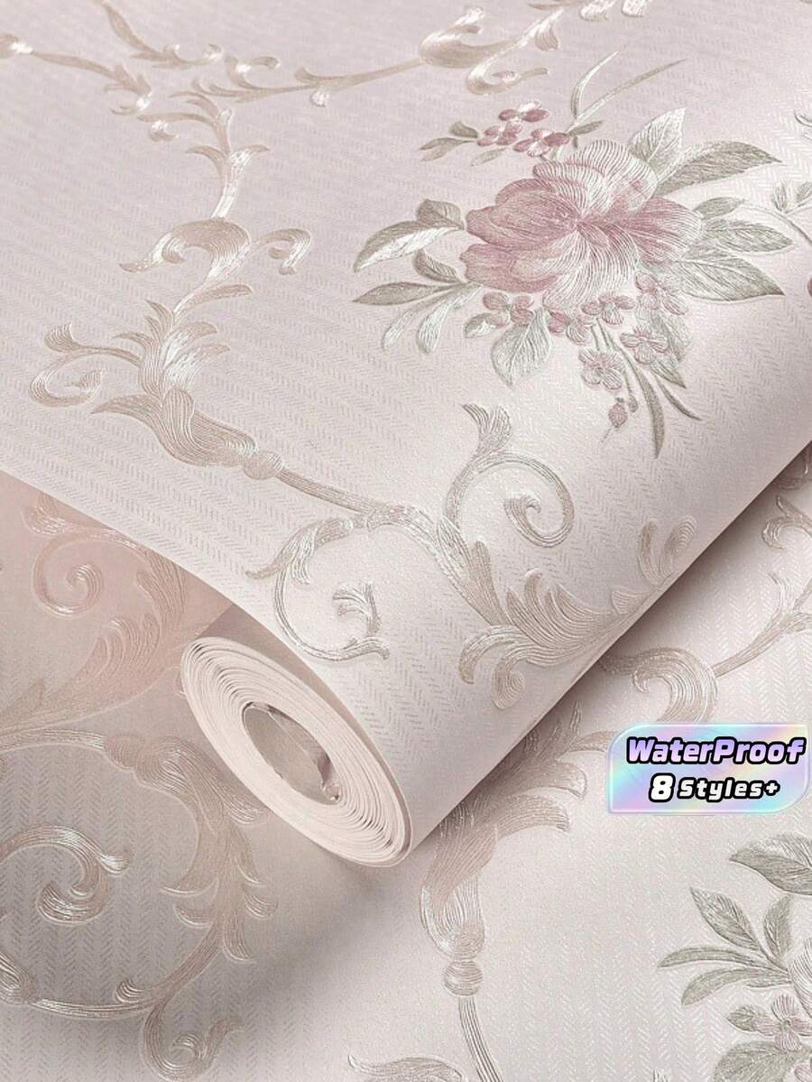 1 Cuộn Giấy Dán Tường Hoa Văn 3D 53*100cm, Vải Không Dệt Tự Dính, Họa Tiết Hoa Có Thể Tháo Rời, Thích Hợp Cho Trang Trí Phòng Ngủ và Phòng Khách, Giấy Dán Tường Trang Trí Phòng Ngủ, Hình Dán Tường Phông Nền TV, 53*100cm/53*300cm Tùy Chọn - Một cỡ - Xem 1