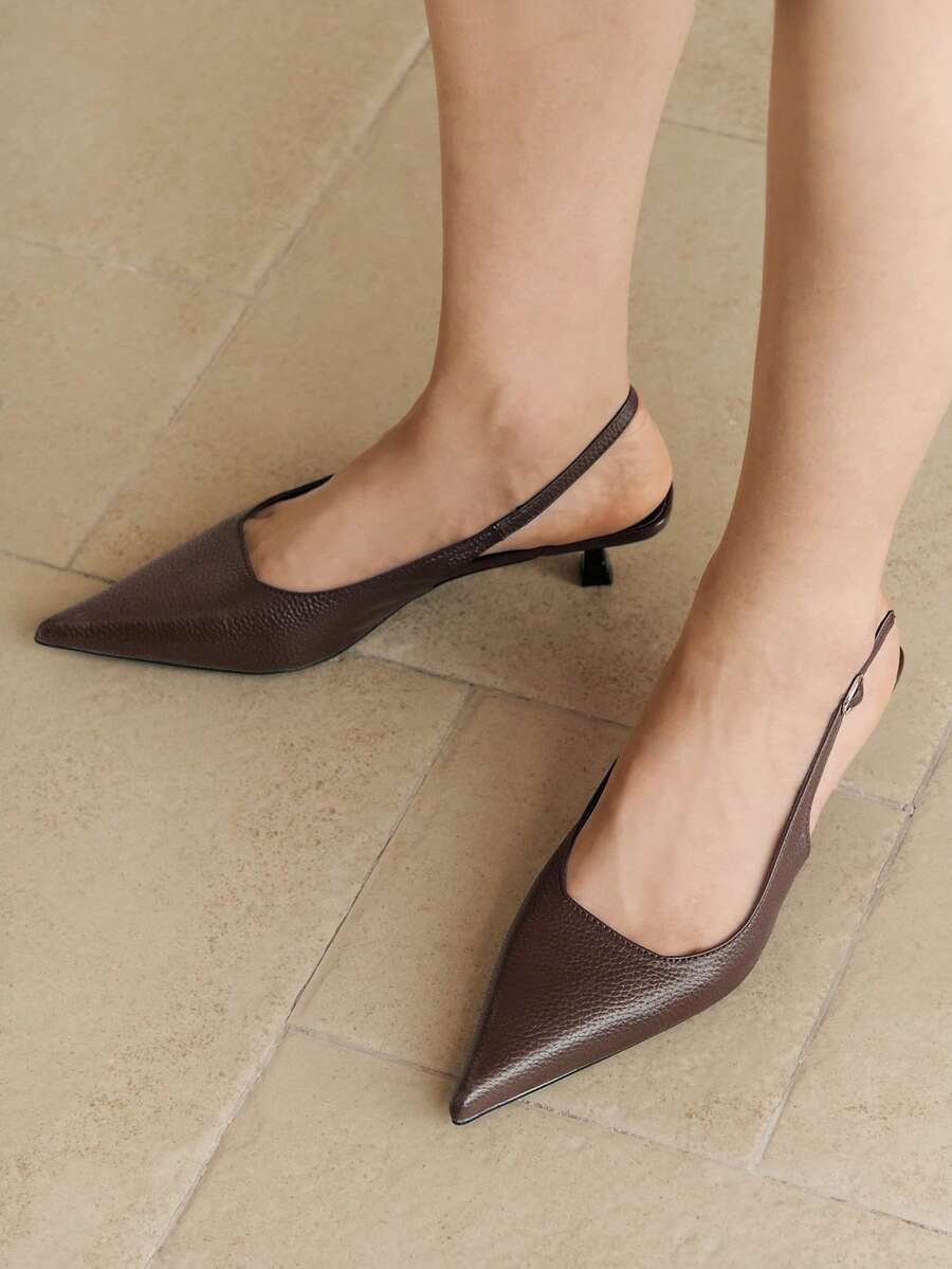 Alvarani 4cm Brown High Heel Pumps, Party Dress Shoes, Slip-On Stilettos, Pointed Toe High Heels For Women, Elegant, Kitten Heels