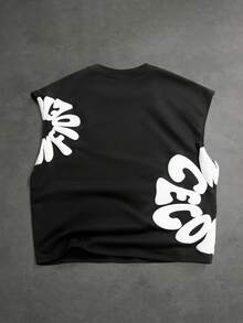 SLATEMANN Men's Round Neck Letter Graphic Casual Versatile Daily Wear Top - Black - View 2