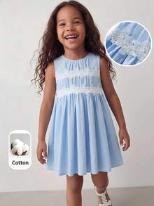 Maija Kids Maija Kids Vestido infantil feminino casual e elegante, solto, azul, com estampa floral e babados. Ideal para uso diário, volta às aulas, passeios, encontros, festivais, primavera e verão. - Azul - Ver 1