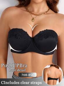 SHEIN Sexy Lace Bandeau Bra For Women - Black - View 8