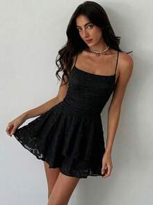 Aloruh Women's Sexy Solid Color Backless Camisole Romper For Summer - Black - View 5