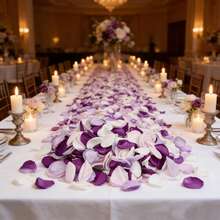50/100 pétalos de rosa de seda satinada púrpura, adecuados para bodas, despedidas de soltera, fiestas, decoración de pasillos, confeti, propuestas, noches románticas, decoración para el Día de la Madre - Mezcla morada - Ver 4