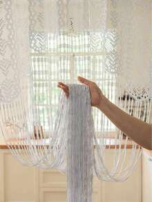 1pc Multi-Color Lace Woven Curtain, Party/Valentine's Day Flower Curtain, Tassel String Curtain - multicolor - View 8