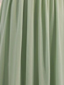 Teen Girls Green Formal Dress, White Lace Contrast Mesh Puff Sleeve Elegant Dress, Lightweight Soft Fabric, Suitable For Vacation, Graduation, Back To School, Wedding Season, Various Balls And Formal Occasions - Mint Green - View 4