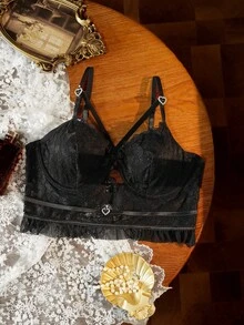 Divavoom Plus Size Women Sexy Lace Underwire Bra - Black - View 3