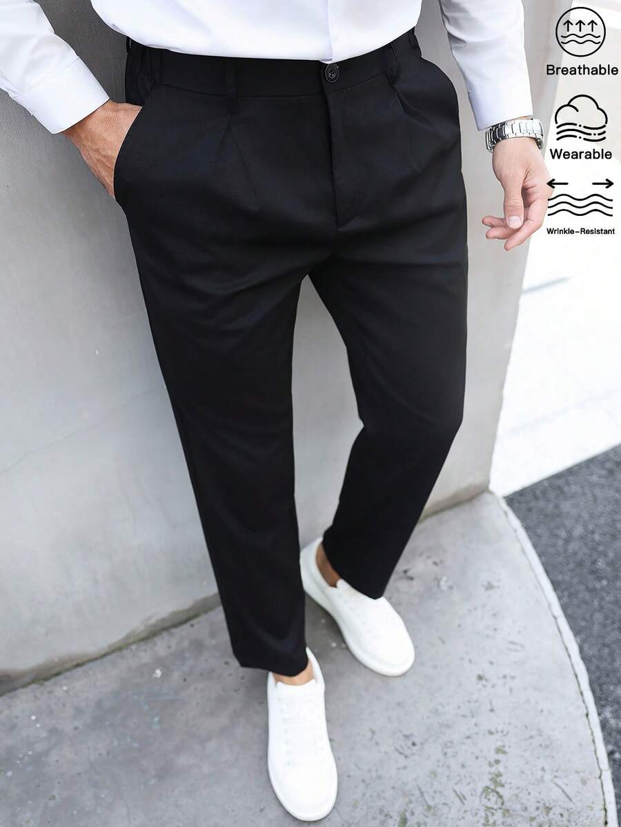 Manfinity Bizformal 男士黑色休闲裤 - 黑色 - 查看 1