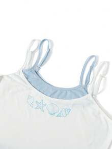 Lacomfia Femmes grande taille Bretelles réglables 2 en 1 Camisole imprimée coquillage Décontracté - Blanc - Voir 3