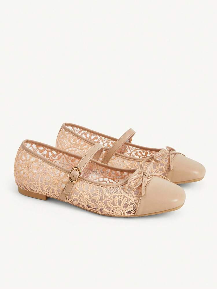 CUCCOO CHICEST Women's Elegant Petite Hollow Printed Square Toe Mary Jane Flat Shoes