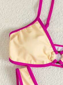 Swim Mod Floral Print Circular Decor Spaghetti Strap Bikini Set - Multicolor - View 3
