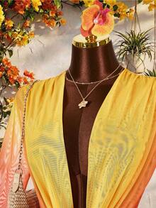 Amplova Vestido mini de mujer de manga larga, ajustado, con diseño de volantes y cuello halter, de malla verde, adecuado para ocasiones de fiesta en otoño/invierno, Año Nuevo, Navidad, Halloween, Día de San Valentín - Naranja - Ver 9