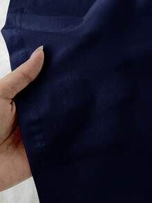 Tseoso 一件纯色修身T恤，95%棉，藏蓝色，适合夏季穿着 - 藏蓝色 - 查看 8