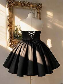 Lovelzi Vestido de gala elegante con decoración de strass para talla grande (muy adornado) - Negro - Ver 3
