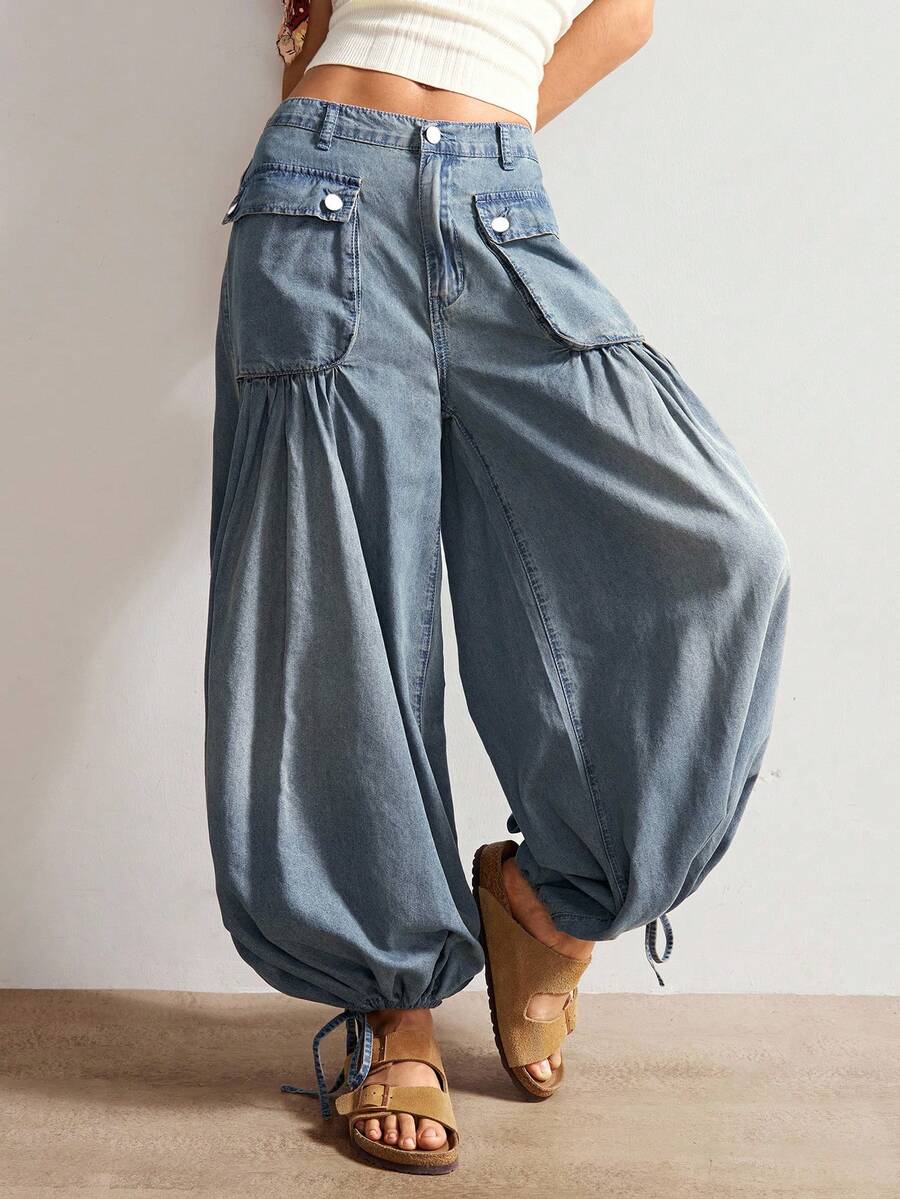 Bohemela Jeans jogger a vita alta e vestibilità ampia per donna taglie forti, pantaloni harem in denim blu scuro, casual estivi per vacanze, primavera, spiaggia e vacanze, stile Y2K