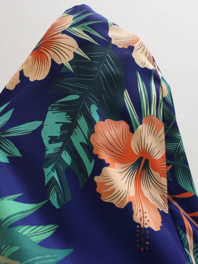 Plus Size Women's Tropical Plant Printed Loose Shorts With Pockets, Great For Vacations And Western Wear Women Beach Outfit For Women Summer Outfits For Women