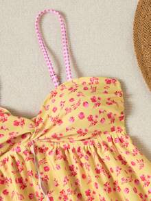 Swim Mod Bộ bikini mùa hè dành cho nữ, họa tiết nhiều màu sắc ngẫu nhiên, dây mảnh và cúp ngực tam giác, đồ bơi và trang phục đi biển. - Màu vàng - Xem 5