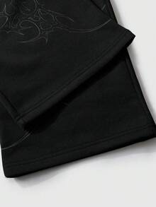 ROMWE MEN Men's Gothic Cross Print Sweatpants - Black - View 3