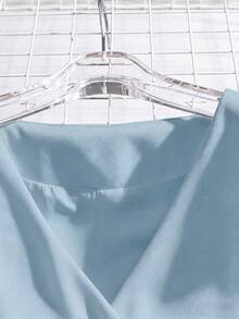 Franclia Women's Elegant Commuter Vest & Skirt Suit Set - Baby Blue - View 3