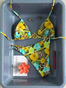 Swim Vcay 女士性感豹纹比基尼套装，夏季海滩 - 薄荷藍 - 查看 2