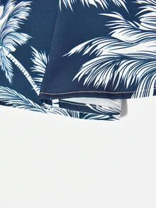 Manfinity RSRT Men's Summer Vacation Coconut Tree Print Button-Front Shirt And Shorts 2 Pieces Set, Holiday - Multicolor - View 6