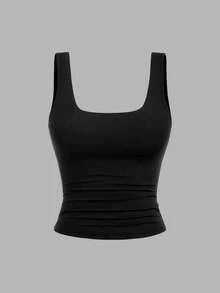 Flirla Gói 3 chiếc áo hai dây xếp ly màu trơn cỡ lớn cho nữ - Nhiều màu - Xem 5