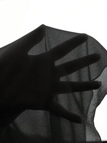 MaterniChic 孕妇纯色披肩袖修身优雅连衣裙 - 黑色 - 查看 7