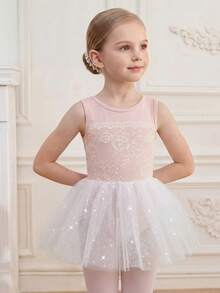 SHEIN Young Girls' Colorful Light Pink Ballet Dress,Gradient Leotard,High-Stretch Skin-Friendly Summer Performance,Yoga & Gymnastics Training Dress - Multicolor - View 5