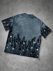 Manfinity EMRG Men's Fashionable Flame & Letter Print T-Shirt, Summer - Multicolor - View 2