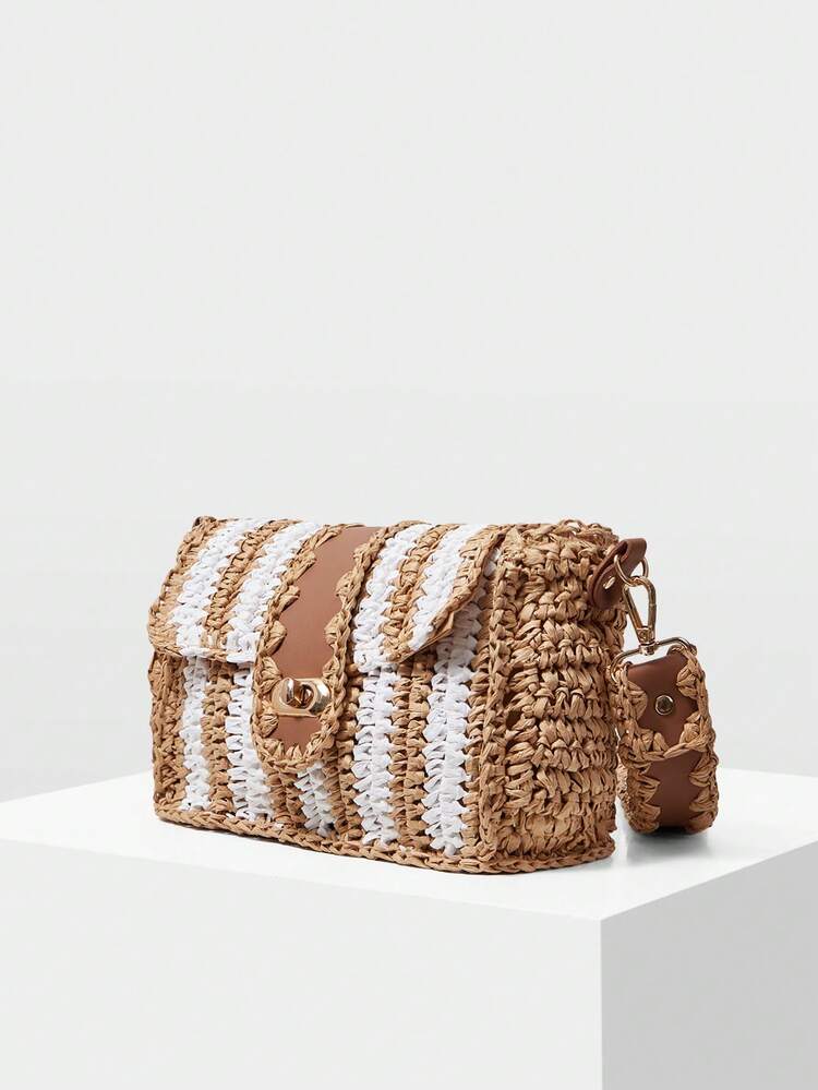 LADIES SLANTED SHOULDER BAG, EXQUISITE FASHION HOLIDAY WOVEN SLANTED SPAN BAG