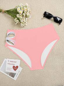 Oceva Quần bikini thiết kế khoét rỗng dành cho nữ, thích hợp cho kỳ nghỉ hè ở bãi biển. - Hồng - Xem 5