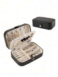 1PC Portable Travel Jewelry Organizer, Mini Multi-Function Case For Rings Earrings Necklace, Large Capacity Waterproof Display Box - Multicolor - View 10
