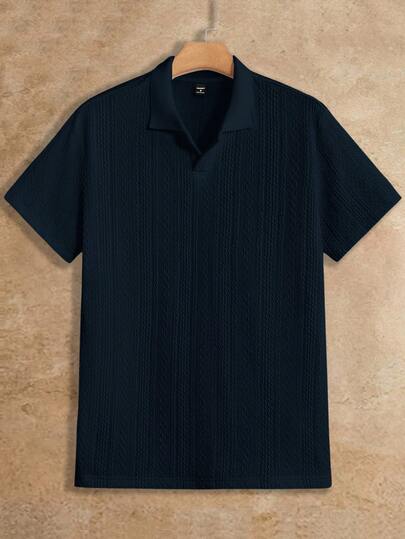 HIMLAND Men's Casual Solid Color Short Sleeve Knit Polo Shirt, Versatile For Summer