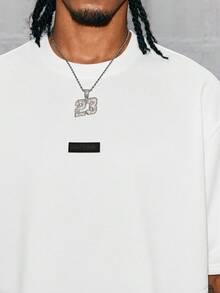 Paul Frank X SHEIN 男士字母卡通猴子印花休闲圆领T恤，夏季款 - 白色 - 查看 7