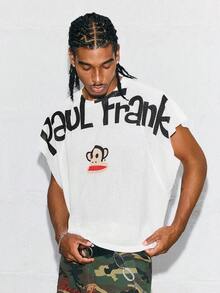 Paul Frank X SHEIN 男士字母卡通印花休闲百搭日常上衣 - 白色 - 查看 5