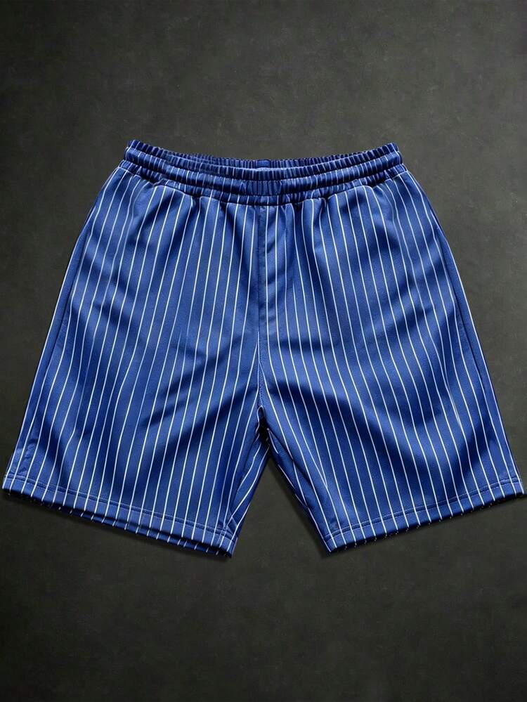 Striped Drawstring Casual Summer Shorts Large Script Print Design