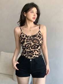 DAZY Áo khoác nữ tay dài, họa tiết da báo, kiểu dáng thường ngày năng động. - màu nâu - Xem 5