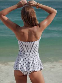 Swim Chiccia 26SS 春夏度假优雅波点荷叶边女士泳装裙 - 彩色 - 查看 3