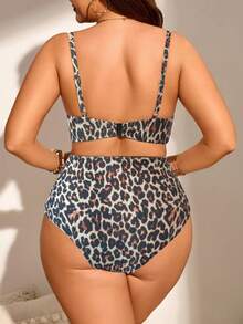 Swim Lushoire Conjunto de bikini tankini de talla de unicolor con recogido para la playa de verano - Multicolor - Ver 2
