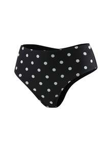 Swim Basics 女士波点印花泳裤，适合海滩度假 - 黑與白 - 查看 3
