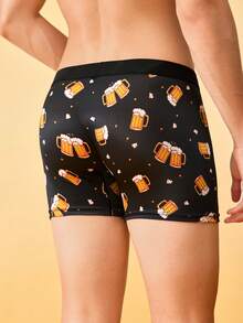Notgurli Bóxers casuales de media cintura para hombres, con estampado, efecto colorblock, cómodos y de estilo urbano - Negro - Ver 2
