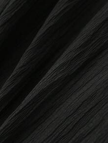 SHEIN Tall CURVE 大码女式纯色抽绳腰宽松休闲裤 - 黑色 - 查看 7