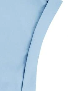SHEIN LUNE CURVE 女士条纹印花圆领短袖休闲外出上衣，夏季度假图案T恤 - 藍色 - 查看 3