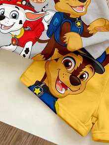 SHEIN | PAW Patrol 2pcs/Set Baby Boys' Casual Cartoon Character Graphic Print Loose Fit Round Neck Short Sleeve T-Shirt And Shorts Set, Classic Colorblock, Suitable For Spring & Summer - Multicolor - View 5