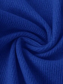 SHEIN BASICS 大码纯色针织修身背心 - 寶藍色 - 查看 5