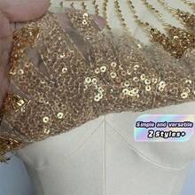 1件亮片、珠子和蕾丝网眼装饰贴花服装配饰，DIY服装刺绣饰边 - 多色 - 查看 2